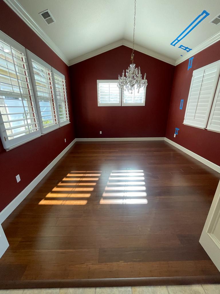 Hardwood flooring after installation