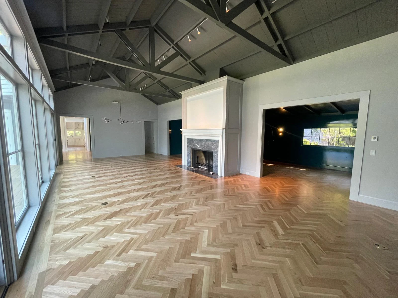 Herringbone hardwood floor completed by Alameda Hardwood Floors